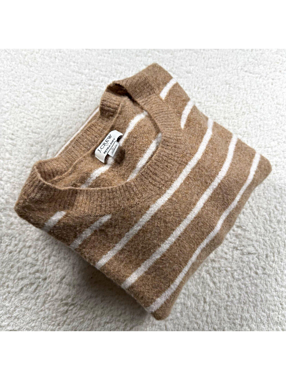 J.Crew Extra-Soft Women’s Large Brown Ivory Striped Merino Wool Sweater